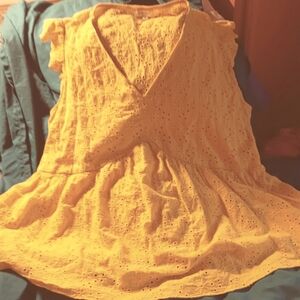 ANDREE BY UNIT eyelet babydoll top in MUSTARD GOLDENROD 1x